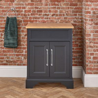 Traditioneller Waschtischunterschrank 645mm ohne Waschbecken Grauschwarz - inkl. klassischen Möbelgriffen in Chrom - Thornton