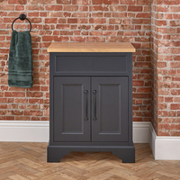 Traditioneller Waschtischunterschrank 645mm ohne Waschbecken Grauschwarz - inkl. klassischen Möbelgriffen in Schwarz - Thornton