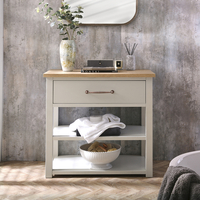 Traditioneller Waschtischunterschrank für Aufsatzbecken - ohne Aufsatzwaschbecken & einem klassischen Möbelgriff in gebürsteter Bronze – Warwick