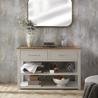 Traditioneller Waschtischunterschrank für Aufsatzbecken 1215mm - ohne Aufsatzwaschbecken & klassischen Möbelgriffen in Chrom - Antik Weiß – Stratford