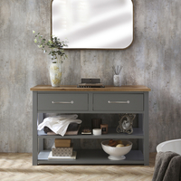 Traditioneller Waschtischunterschrank für Aufsatzbecken 1215mm - ohne Aufsatzwaschbecken & klassischen Möbelgriffen in Chrom - Hellgrau – Stratford