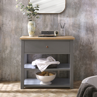 Traditioneller Waschtischunterschrank für Aufsatzbecken 840mm - ohne Aufsatzwaschbecken & einem Möbelknauf in gebürsteter Bronze - Hellgrau – Warwick