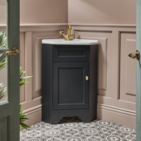 Traditioneller Waschtischunterschrank mit Waschbecken 580mm - Schwarzgrau - inkl. Möbelknäufen - Thornton von Hudson Reed