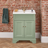 Traditioneller Waschtischunterschrank mit Waschbecken 635mm - Pastellgrün - inkl. Möbelknäufe in gebürstetem Messing - Thornton