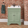 Traditioneller Waschtischunterschrank mit Waschbecken 635mm - Pastellgrün - inkl. Möbelknäufe in Schwarz - Thornton