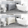 Traditionelles Bad Komplettset - mit freistehender Badewanne,  Stand-WC,  Doppel-Waschbecken mit Unterschrank (B 1200) - Thornton