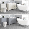 Traditionelles Bad Komplettset - mit freistehender Badewanne,  WC mit verkleidetem Spülkasten,  Doppel-Waschbecken mit Unterschrank (B 1200) - Thornton