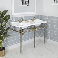 Traditionelles Doppelwaschbecken mit Metallgestell,  1200mm – gebürstetes Gold – Elizabeth