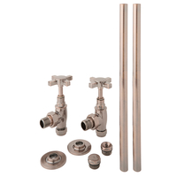 Traditionelles Heizkörper-Winkelventilset & Rohrverbindungen,  15mm,  gebürstete Bronze - Hudson Reed