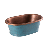 Traditionelles Kupfer Aufsatzwaschbecken - 530mm x 345mm (ohne Hanloch) - Blau Patina - Hudson Reed