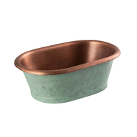 Traditionelles Kupfer Aufsatzwaschbecken - 530mm x 345mm (ohne Hanloch) - Grün Patina - Hudson Reed