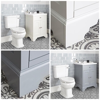 Traditionelles Set aus Waschtisch mit 630mm Unterschrank & WC mit aufgesetztem Spülkasten - Thornton