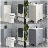 Traditionelles Set aus Waschtisch mit 630mm Unterschrank & WC mit verkleidetem Spülkasten - Thornton