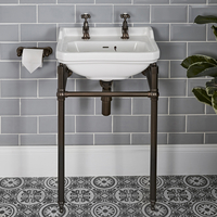 Traditionelles Waschbecken (2 Hahnlöcher) 500mm mit Metallgestell - geölte Bronze - Richmond