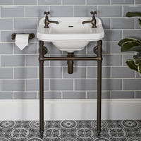 Traditionelles Waschbecken (2 Hahnlöcher) 515mm mit Metallgestell - geölte Bronze - Richmond