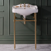 Traditionelles Waschbecken mit Metallgestell 590mm (3 Hahnlöcher) – satinierts Gold – Regent