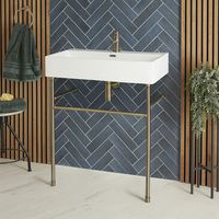 Traditionelles Waschbecken mit Metallgestell in gebürstetem Gold – Sandford Hudson Reed