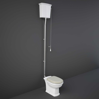 Traditionelles WC mit hohem Spülkasten – Soft-Close-Sitz Greige – RAK Washington x Hudson Reed