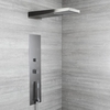 Unterputz-Duschpaneel mit Thermostat - mit Regen/Wasserfall-Duschkopf,  Handbrauseset und Körperdüsen - Grau - Ryukyu