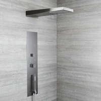 Unterputz-Duschpaneel mit Thermostat - mit Regen/Wasserfall-Duschkopf,  Handbrauseset und Körperdüsen - Grau - Ryukyu