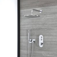 Unterputz-Duschsystem mit Thermostat – mit 300mm rundem Duschkopf und Handbrauseset – Chrom – Idro