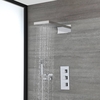 Unterputz-Duschsystem mit Thermostat und Umsteller – mit schmalem Regen/Wasserfall-Duschkopf und Handbrauseset – Chrom – Kubix