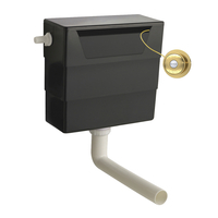 Unterputzspülkasten für Standtoiletten,  Schwarz - inkl. traditioneller Betätigungstaste in Messing - Hudson Reed
