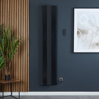 Vertikaler Design Heizkörper Elektrisch in Schwarz,  180cm x 40cm - mit Stecker – Notus V Hudson Reed