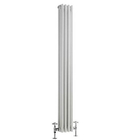 Vertikaler Gliederheizkörper 1500mm x 203mm 694W,  3 Säulen Nostalgie Weiß - Regent,  von Hudson Reed