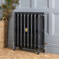 Verzierter Gusseisen-Heizkörper,  mit Blumenmotiv,  in Mattschwarz – Höhe 768mm,  Breite auswählbar – Charlotte Hudson Reed