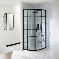 Viertelkreis-Duschkabine inkl. Duschwanne 1000mm x 800mm (Linksbündig) – Schwarz - Barq