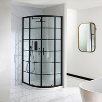 Viertelkreis-Duschkabine inkl. Duschwanne 1000mm x 800mm (Rechtsbündig) – Schwarz - Barq