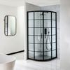 Viertelkreis-Duschkabine mit GittermusterSchwarz 900mm - inkl. Duschwanne mit Schiefer-Effekt Hellgrau - Barq