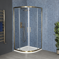 Viertelkreis-Duschtür,  B 900mm x T 900mm x H 1850mm in gebürstetem Gold – Alice Hudson Reed