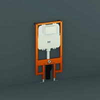 Vorwandelement für Hänge-WCs mit Spülkasten und Metallgestell,  Slimline 80mm,  Betätigungsplatte wählbar - RAK Ecofix x Hudson Reed