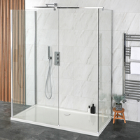 Walk-In Dusche 3 Seiten,  inkl. Duschtasse in Weiß,  ab 1100x700mm,  Farbe & Seitenpaneel wählbar - Portland Hudson Reed