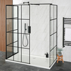 Walk-In Dusche 3 Seiten,  Schwarz,  inkl. Duschtasse,  Größe,  Farbe & bewegliches Seitenpaneel wählbar - Barq Hudson Reed