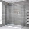 Walk-In Dusche,  Chrom,  für Eckeinbau – inkl. weißer Duschwanne – Größe wählbar – Portland