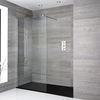 Walk-In Dusche,  Chrom,  für Nische – inkl. Duschwanne mit Schiefer-Effekt (Finish wählbar) – Größe wählbar – Portland