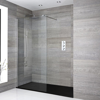 Walk-In Dusche,  Chrom,  für Nische – inkl. Duschwanne mit Schiefer-Effekt (Finish wählbar) – Größe wählbar – Portland