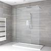 Walk-In Dusche,  Chrom,  freistehend – inkl. weißer Duschwanne – Größe wählbar – Portland