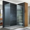 Walk-In Dusche Eckeinbau mit gerilltem Glas,  in Chrom,  ab 110cm x 70cm,  Duschwanne in Weiß mit Schiefer-Effekt - Florence Hudson Reed