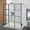 Walk-In Dusche mit 2 Seiten,  Gittermuster in Schwarz,  Duschtasse in Weiß,  von 110cm x 70cm - Barq Hudson Reed