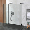 Walk-In Dusche mit 2 Seiten und Duschtasse in Schieferoptik,  Schwarz - von 110cm x 70cm - Nox Hudson Reed