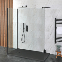 Walk-In Dusche mit 2 Seiten und Duschtasse in Schieferoptik,  Schwarz - von 110cm x 70cm - Nox Hudson Reed