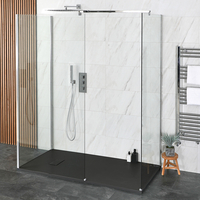 Walk-In Dusche mit 3 Seiten in Chrom,  Duschtasse in Schieferoptik - Größe,  Farbe und Seitenpaneel wählbar - Portland Hudson Reed