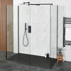 Walk-In Dusche mit 3 Seiten,  Schwarz,  inkl. Duschtasse,  ab 1100x700mm,  Farbe & Seitenpaneel wählbar - Nox Hudson Reed