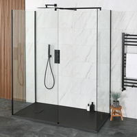 Walk-In Dusche mit 3 Seiten,  Schwarz,  inkl. Duschtasse,  ab 1100x700mm,  Farbe & Seitenpaneel wählbar - Nox Hudson Reed