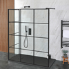 Walk-In Dusche mit Gittermuster in Schwarz,  mit 2 Seiten und Duschtasse,  von 110cm x 70cm & Farbe wählbar - Barq Hudson Reed