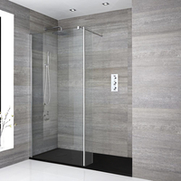 Walk-In Dusche mit Seitenpaneel,  Chrom,  für Nische – inkl. Duschwanne mit Schiefer-Effekt (Finish wählbar) – Größe wählbar – Portland